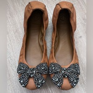 Tory Burch Eddie Crystal Bow Flats